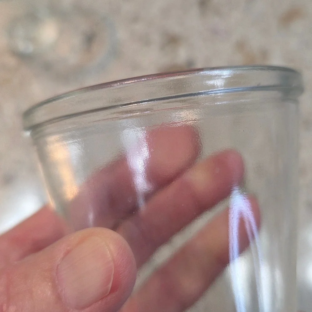 Set of 6 Clear Glass Yogurt Pudding Jars Farmhouse Kitchen Storage 3 Inch